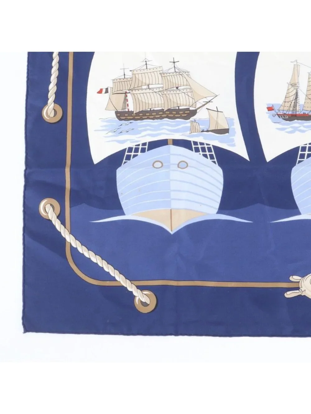 Hermes Carre 90 Grand Large Ship Silk 100% Scarf